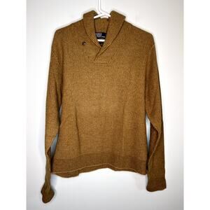 NWOT Polo Ralph Lauren Camel Brown Wool Waffle Knit Cowl Neck Sweater M